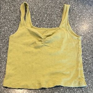 Cropped American Eagle Lime Ribbed Tank Top